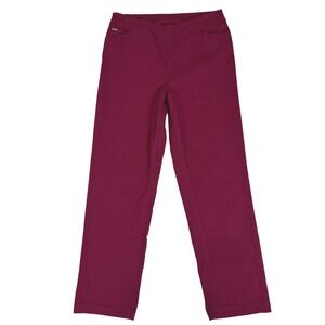 Slim-sation for Appleseeds Burgundy Pull On Straight Leg Stretch Pants Size 12